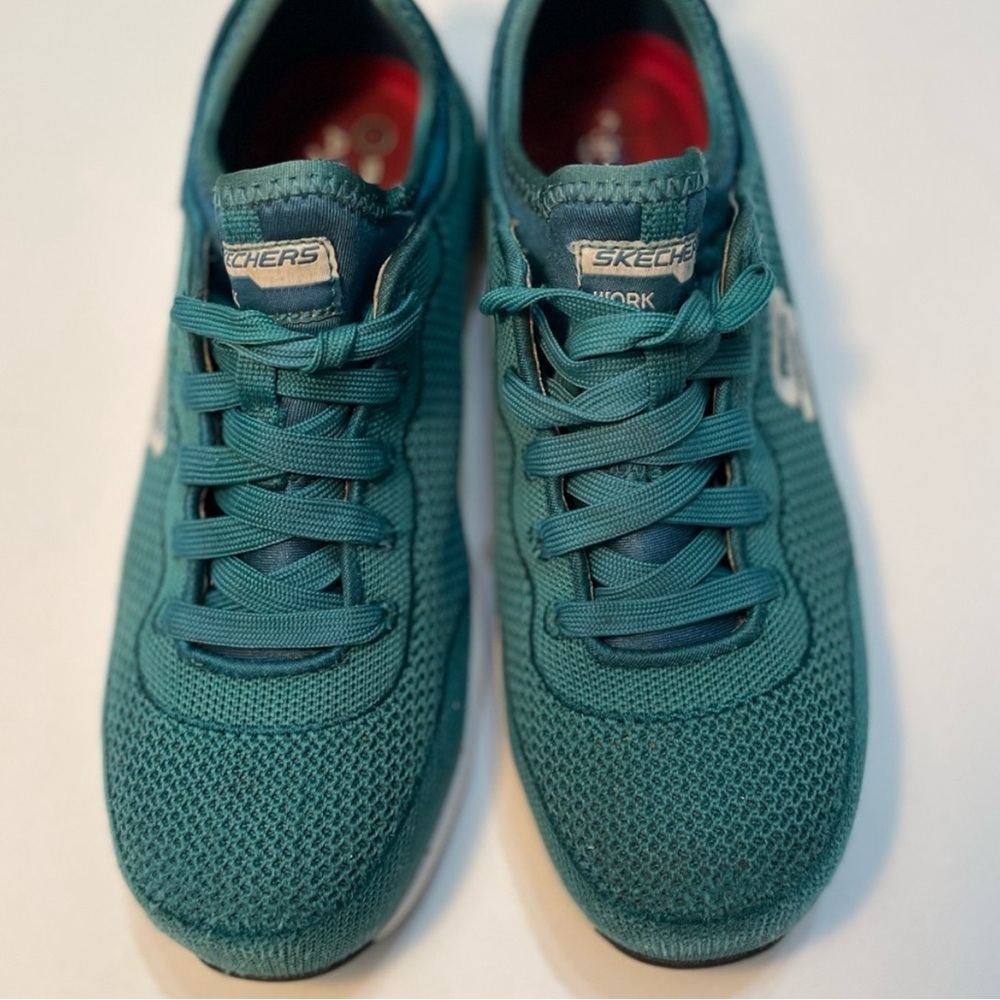 Skechers Teal Knit Lace-Up Mesh Sneakers Size 6 SB-3